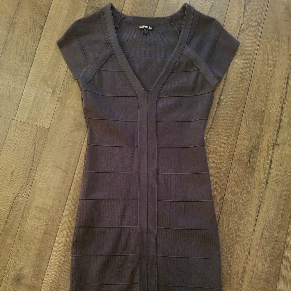 Express Charcoal Gray Bandage Dress